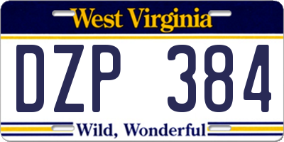 WV license plate DZP384