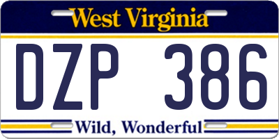 WV license plate DZP386