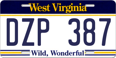 WV license plate DZP387