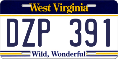 WV license plate DZP391