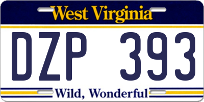 WV license plate DZP393