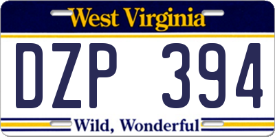 WV license plate DZP394