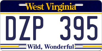 WV license plate DZP395