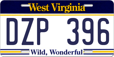 WV license plate DZP396