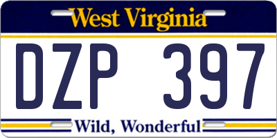 WV license plate DZP397