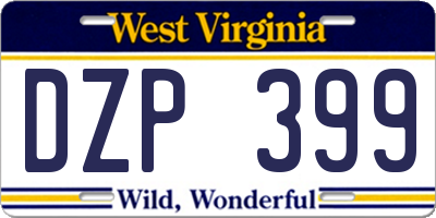 WV license plate DZP399