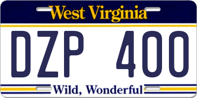 WV license plate DZP400