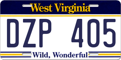 WV license plate DZP405