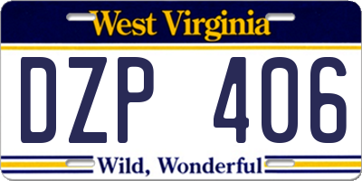 WV license plate DZP406