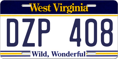 WV license plate DZP408