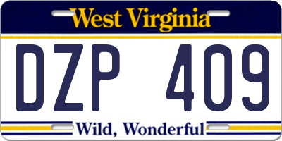 WV license plate DZP409