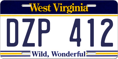 WV license plate DZP412