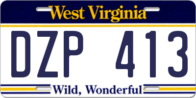 WV license plate DZP413