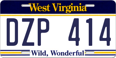 WV license plate DZP414
