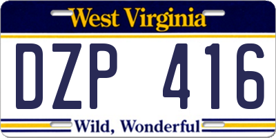 WV license plate DZP416