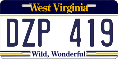 WV license plate DZP419