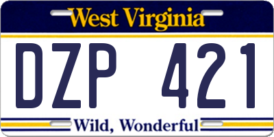 WV license plate DZP421