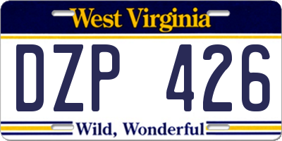 WV license plate DZP426