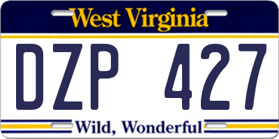 WV license plate DZP427