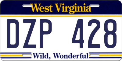 WV license plate DZP428