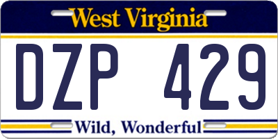 WV license plate DZP429