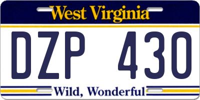 WV license plate DZP430