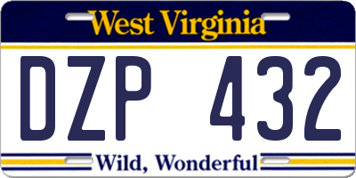 WV license plate DZP432