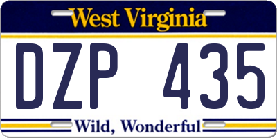 WV license plate DZP435