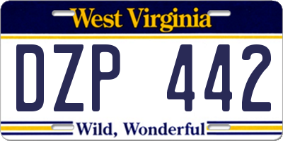 WV license plate DZP442