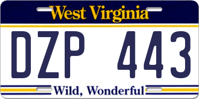 WV license plate DZP443