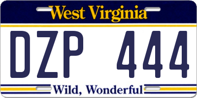 WV license plate DZP444