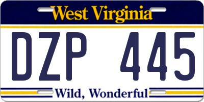 WV license plate DZP445