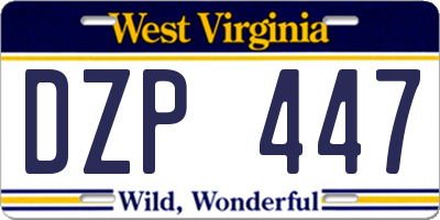 WV license plate DZP447