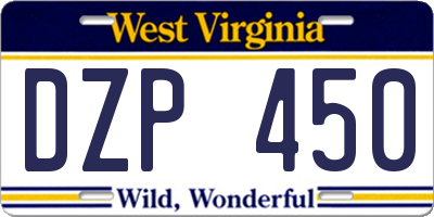 WV license plate DZP450