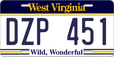 WV license plate DZP451