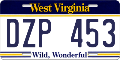 WV license plate DZP453