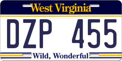 WV license plate DZP455