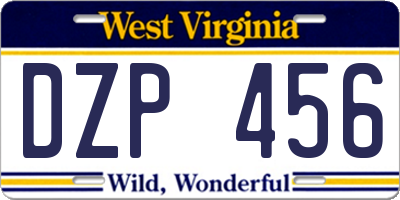 WV license plate DZP456