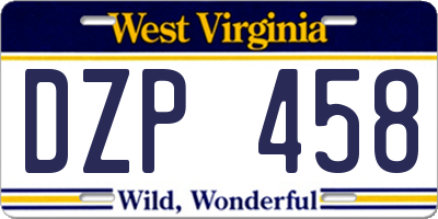 WV license plate DZP458