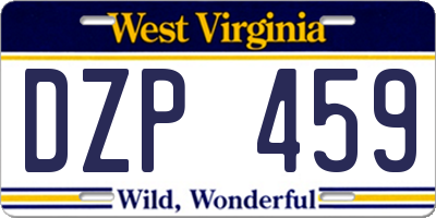 WV license plate DZP459