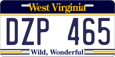 WV license plate DZP465