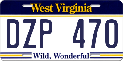 WV license plate DZP470