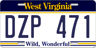 WV license plate DZP471