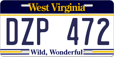 WV license plate DZP472