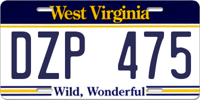 WV license plate DZP475