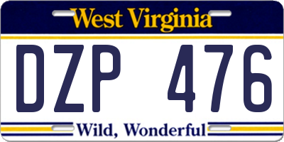 WV license plate DZP476