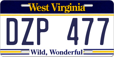 WV license plate DZP477