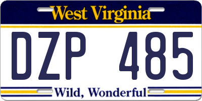 WV license plate DZP485