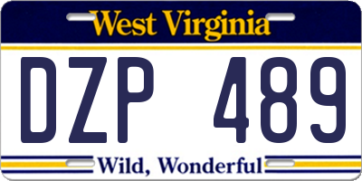 WV license plate DZP489