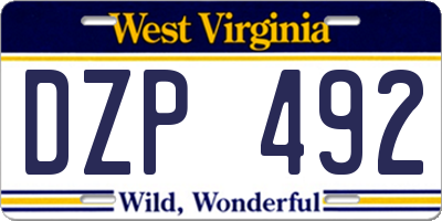 WV license plate DZP492